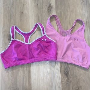 2 Under Armour Sports Bras Large Pink